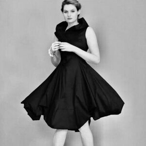 NWT Samuel Dong Bubble Midi Dress Size L Black Stretch